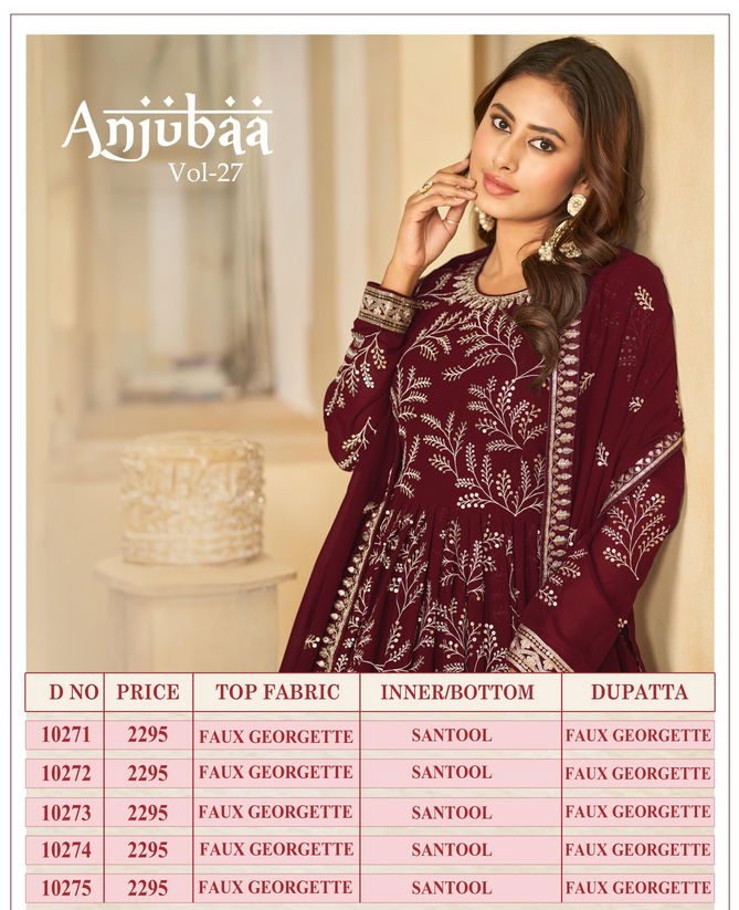 Anjubaa Vol 27 Faux Georgette Wedding Wear Gown With Dupatta Wholesale Shop In Surat